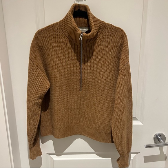 Everlane The Half-Zip Sweater in Luxe Merino in Deep Camel Size M - Picture 2 of 6